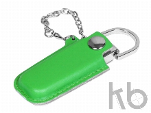 USB 2.0- флешка на 32 Гб в массивном корпусе с кожаным чехлом