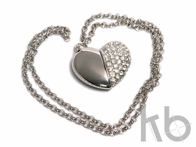 USB 2.0- флешка на 32 Гб «Сердце» с кристаллами