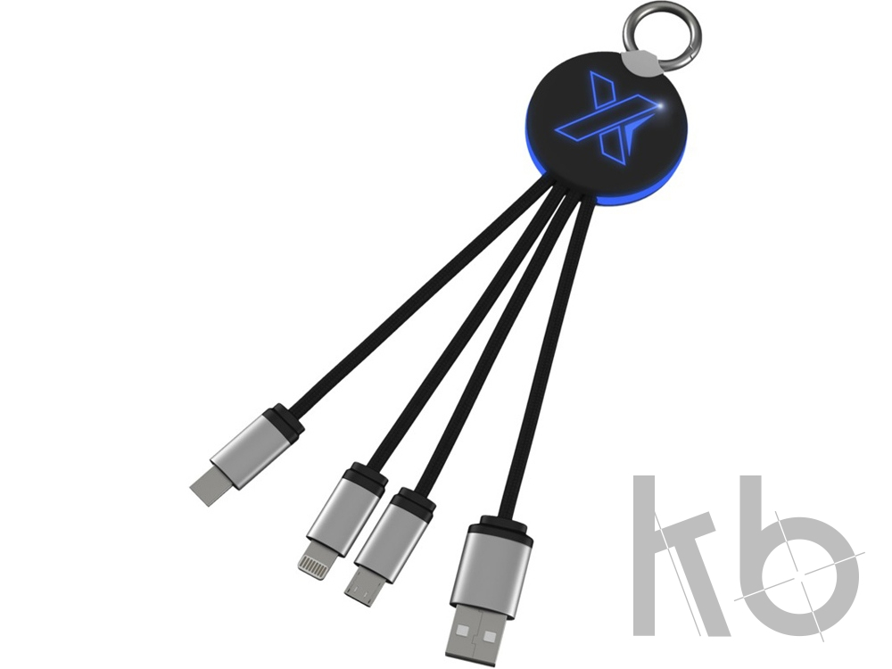 Кабель 3 в 1 с круглым брелоком и подсветкой