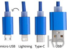 Кабель-брелок micro USB, USB-C и Lightning