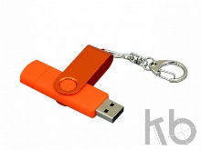 USB 2.0- флешка на 16 Гб с поворотным механизмом и дополнительным разъемом Micro USB