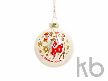 Стеклянный шар «Новогодний Олень» (красный)