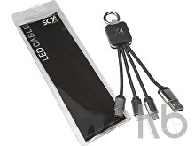 Кабель 3 в 1 с брелоком и подсветкой