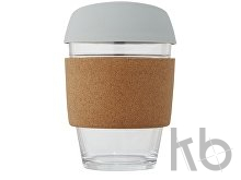 Стеклянный стакан с силиконовой крышкой и пробковой манжетой «Lidan»