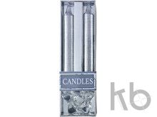 Two glitter candles with glass holder