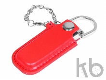 USB 2.0- флешка на 32 Гб в массивном корпусе с кожаным чехлом