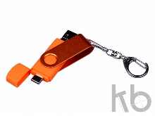 USB 2.0/micro USB/Type-С- флешка на 32 Гб 3-в-1 с поворотным механизмом