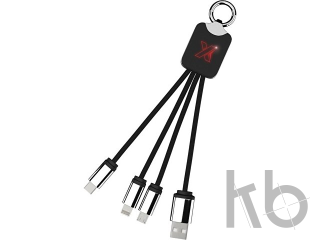Кабель 3 в 1 с брелоком и подсветкой