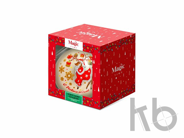 Стеклянный шар «Новогодний Олень» (красный)