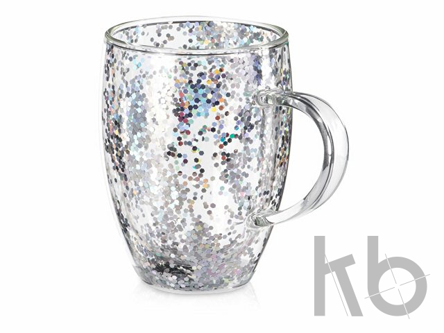 Кружка с двойными стенками с блестками, 290 мл, серебристый Кружка с двойными стенками с блестками «Festival»