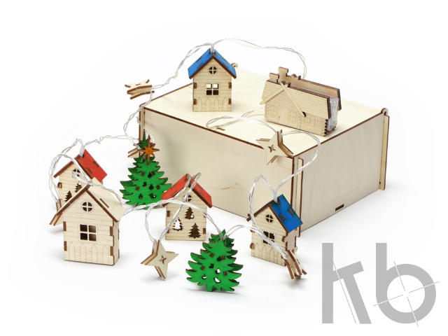 Елочная гирлянда с лампочками «Новогодняя» в деревянной подарочной коробке