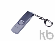 USB 2.0/micro USB/Type-C- флешка на 16 Гб c поворотным механизмом