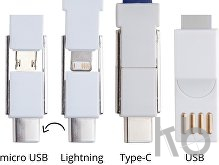 Кабель-брелок micro USB, USB-C и Lightning