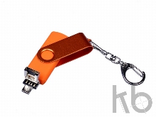 USB 2.0/micro USB/Type-С- флешка на 32 Гб 3-в-1 с поворотным механизмом