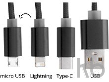 Кабель-брелок micro USB, USB-C и Lightning