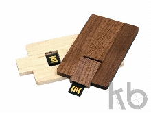 USB 2.0- флешка на 16 Гб в виде деревянной карточки с выдвижным механизмом