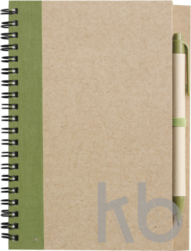 Wire bound notebook with ballpen.