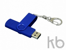 USB 2.0- флешка на 16 Гб с поворотным механизмом и дополнительным разъемом Micro USB