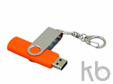USB 2.0- флешка на 16 Гб с поворотным механизмом и дополнительным разъемом Micro USB