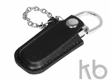 USB 2.0- флешка на 64 Гб в массивном корпусе с кожаным чехлом