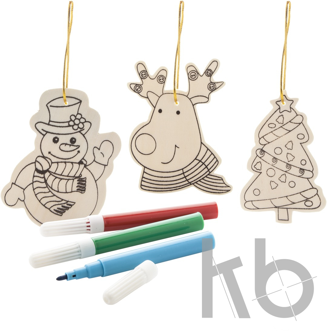 colouring Christmas tree ornaments, 3 pcs