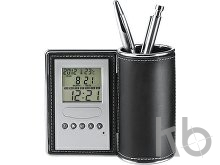 PU desk organiser and clock
