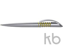 Silver, plastic ballpen with a colorful spiral