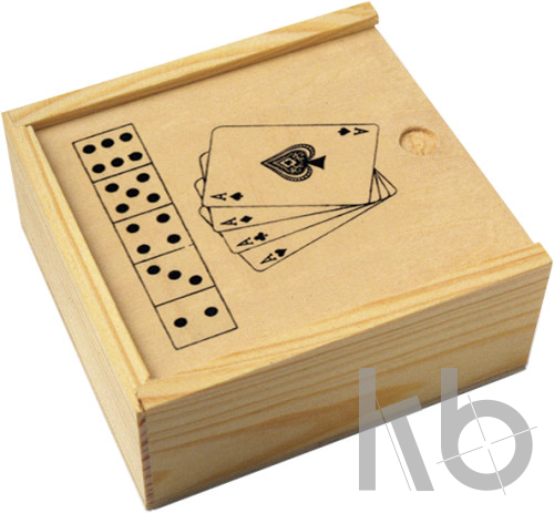 Wooden box with game set