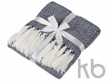 Плед акриловый с белой бахромой «Tassel»